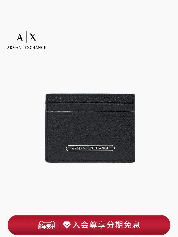 [New Year's gift] ARMANI EXCHANGE Men's Leather ID Card Holder (Autumn/Winter)