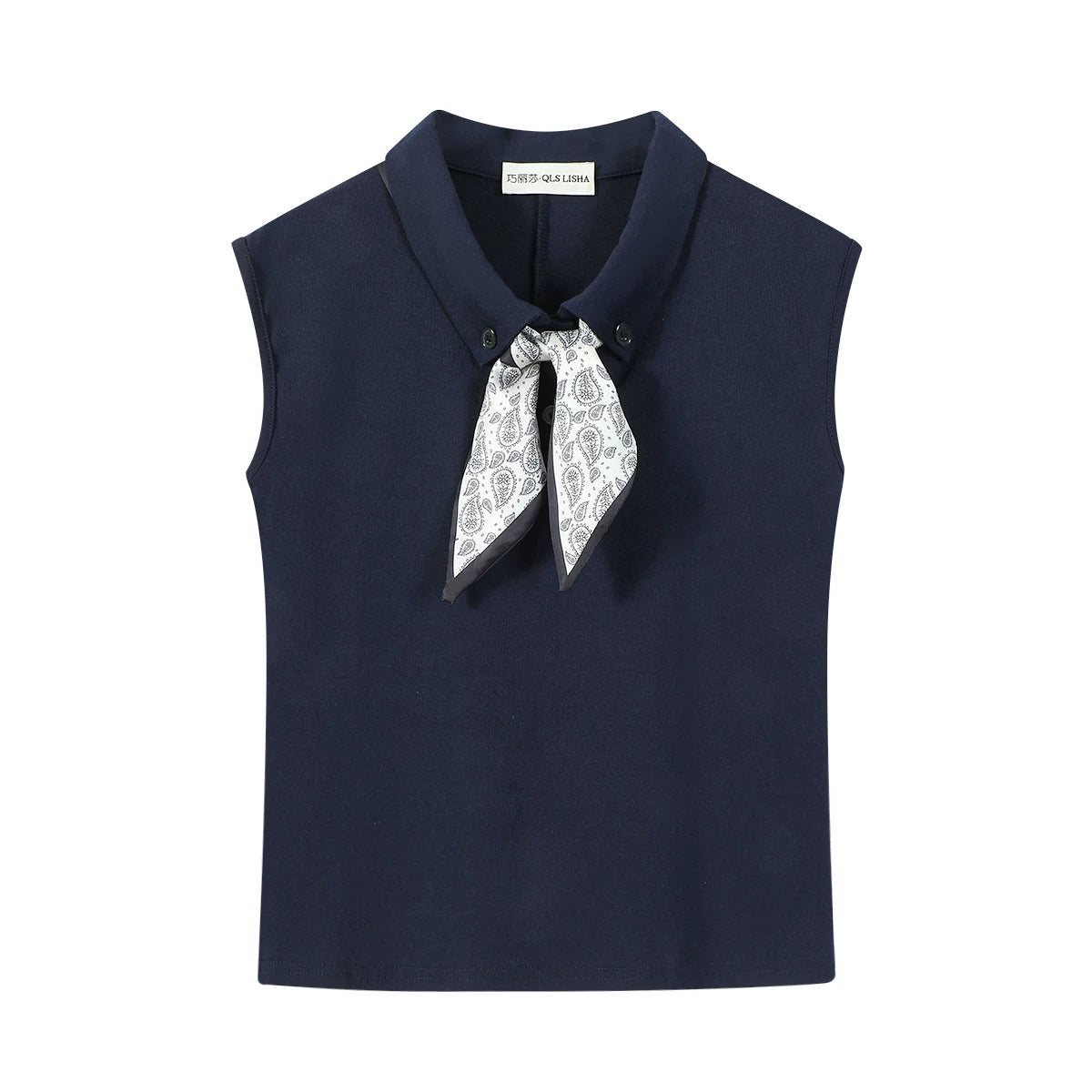 Cholisa Koreya üslubunda qadınlar üçün unikal və gözəl yaxalıqlı qolsuz jilet, rahat yay görünüşü üçün mükəmməldir.