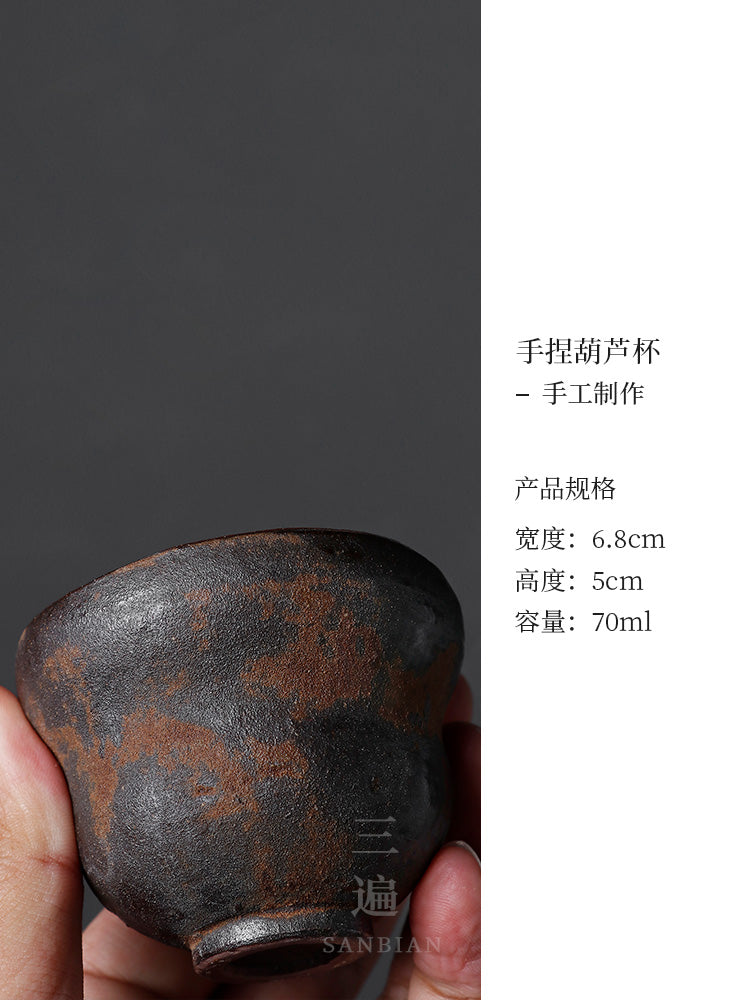 Üç dəfə əl ilə sıxılmış balqabaq çayı stəkanı Jingdezhen Wabi-sabi kvadrat stəkan Şino qabı çay fincanı yaradıcı daşdan hazırlanmış çay dəsti tək stəkan
