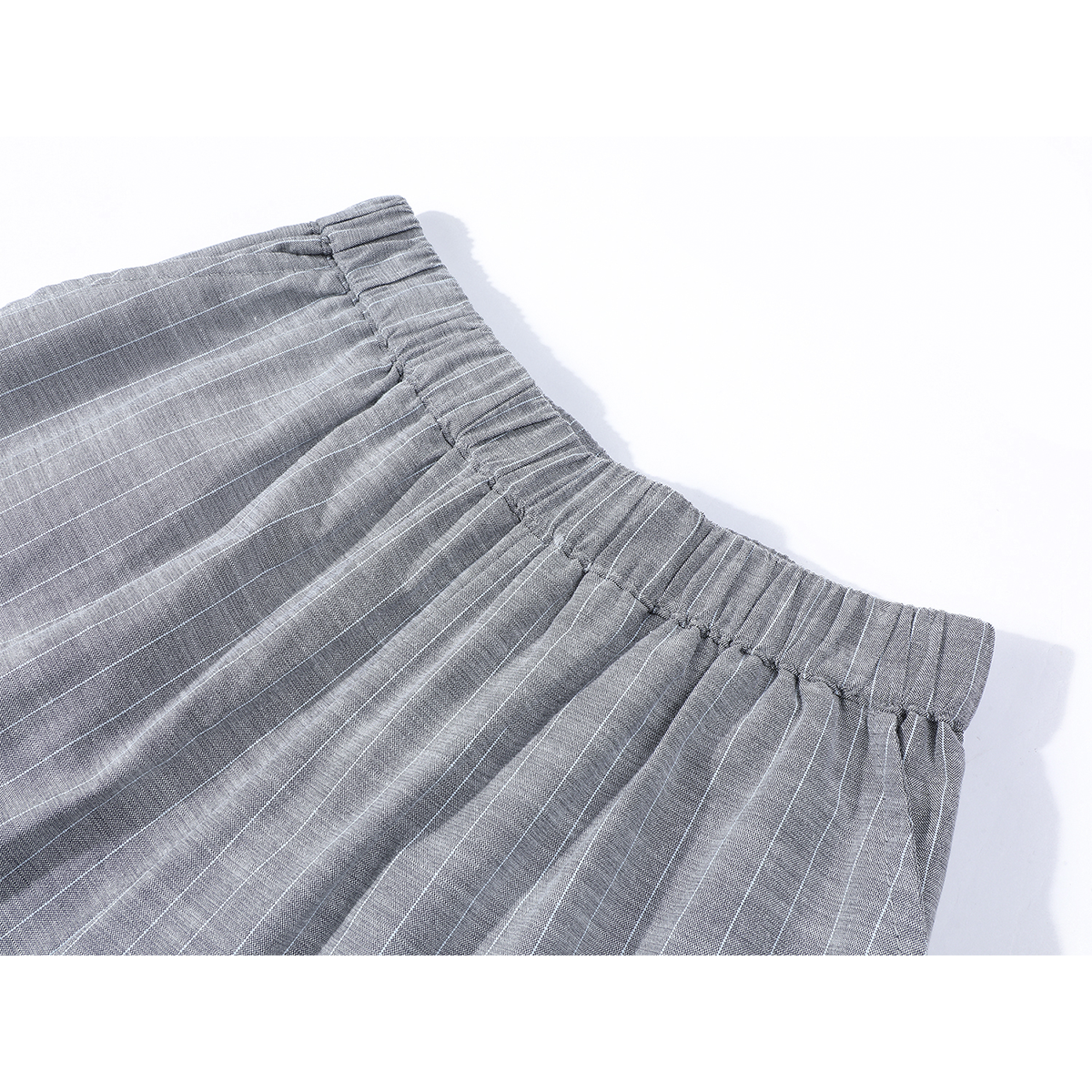 Cholisa yüksək belli arıqladıcı boz qadın şalvarı, yay nazik stili, niş dizaynı, drapey boş gündəlik şalvar, qısa şalvar