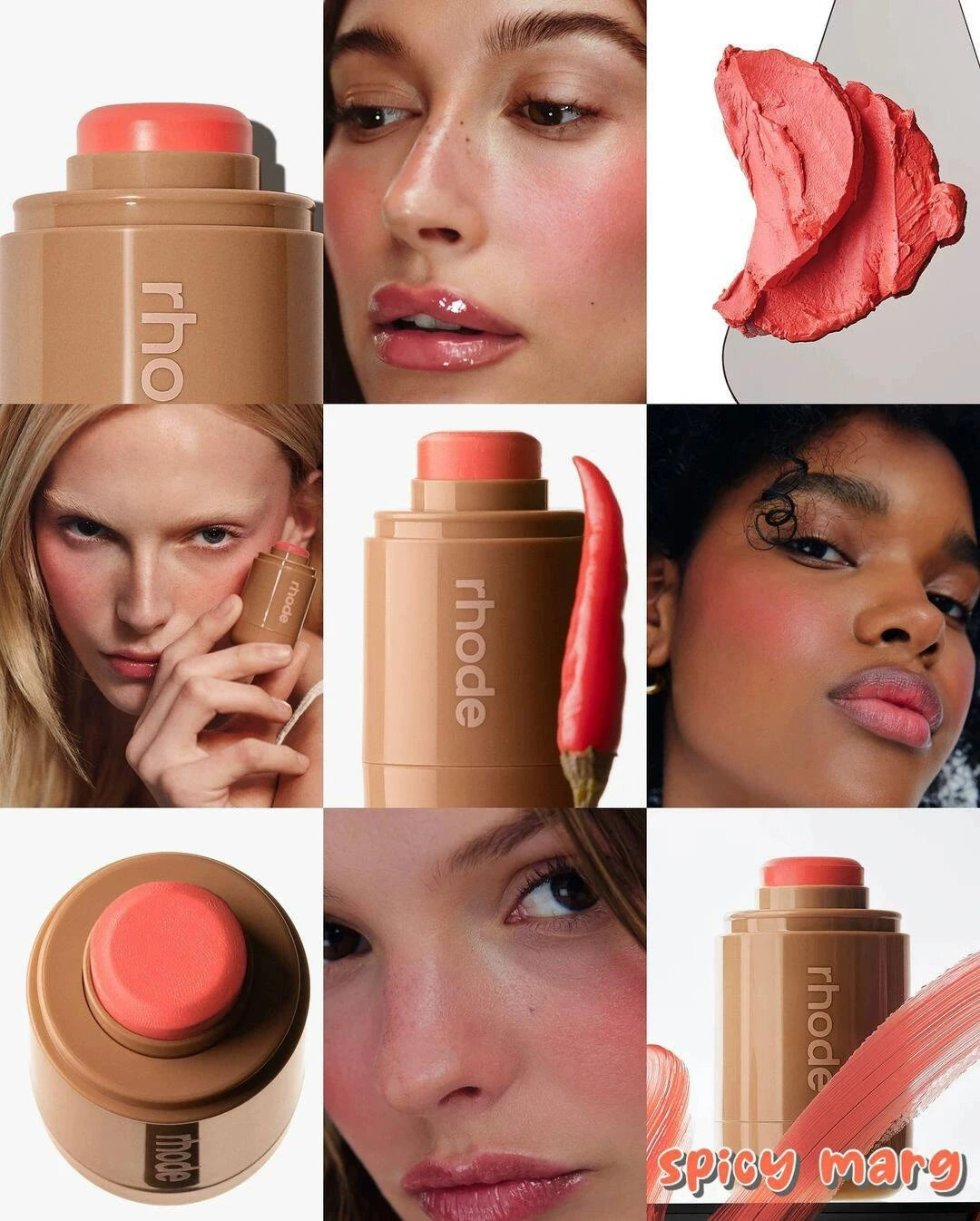 Rhode Hailey ənlik çubuğu (dodaq və yanaq üçün ikiqat istifadəli kontur kremi, donuz əskinası, orijinal qız məhsulu)