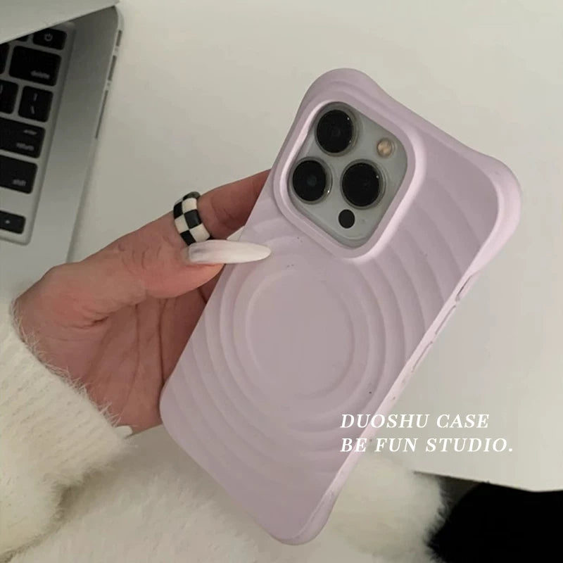 iphone17promax apple 16pro cib telefonu üçün uyğun düz rəngli yüksək səviyyəli maqnit dalğası dairəsi 15promax yeni qadın 14pro Yapon və Koreya 12pro yaradıcı 13pro əyləncə 11