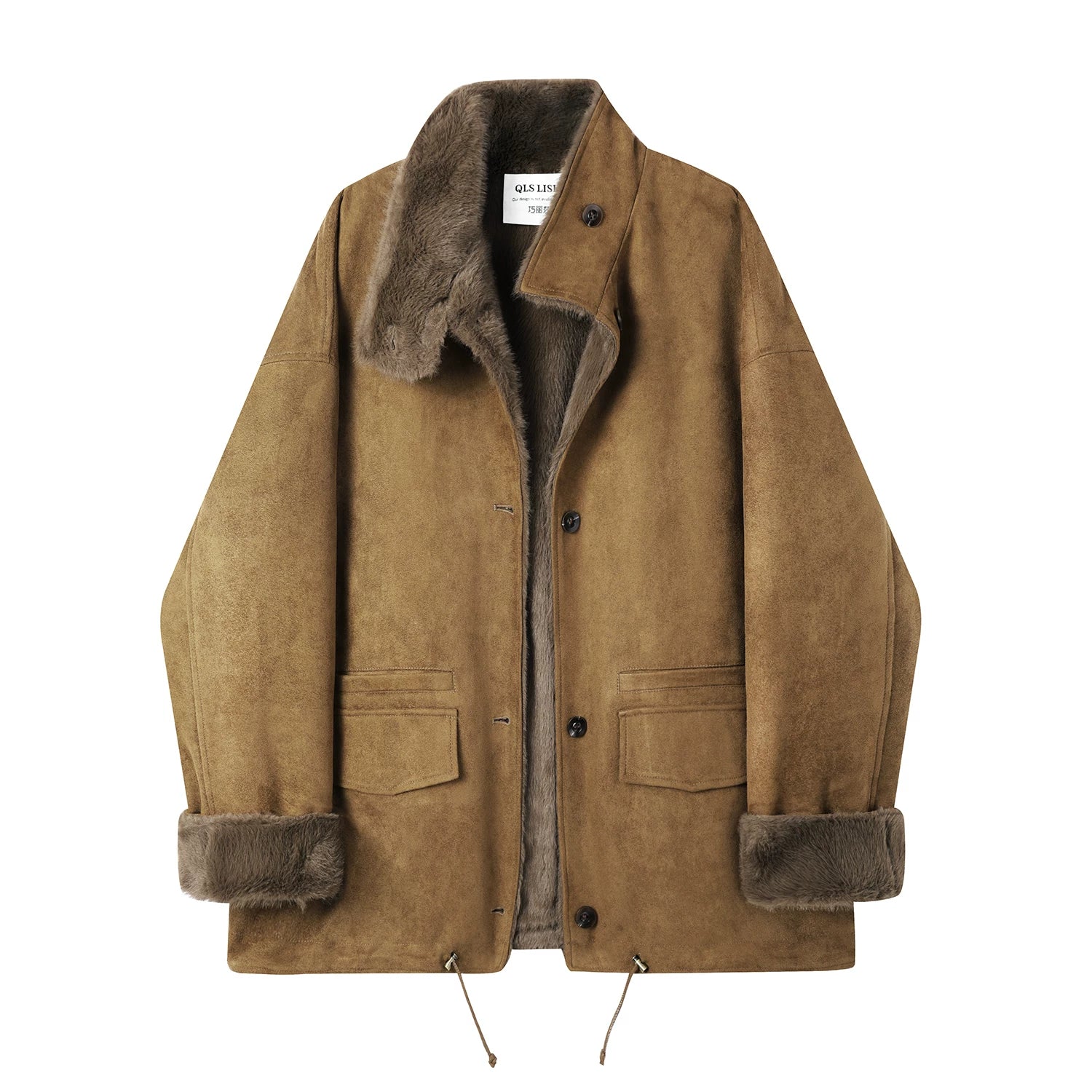 Cholisa 2025 Payız/Qış Yeni Geri Dönən Quzu Yunlu Palto Qadın Geyimi Yun Astarlı Qalın Xəz Astarlı Top