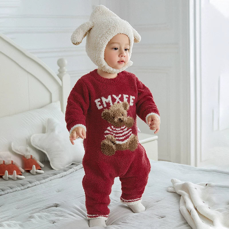 Manxi Körpə Onesie Avokado Yarım Flis Körpə Geyimləri Qalınlaşdırılmış İsti Romper Payız və Qış