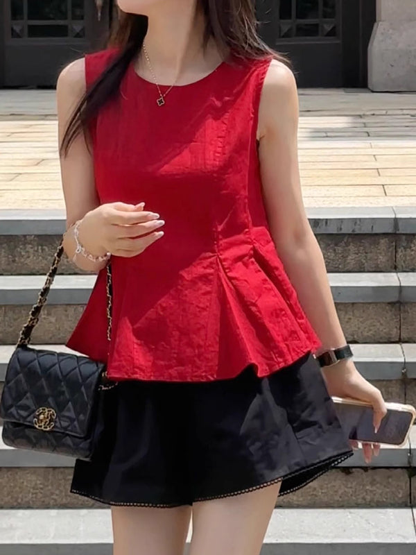 Qadınlar üçün böyük ölçülü, şık qolsuz jilet köynək, yeni yay stili, Koreya dəbi, boş forma, gözəl və arıqladıcı.