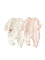 2 hissəli yeni doğulmuş körpə geyimləri dəsti, payız və qış bodiləri, təmiz pambıqdan isti və qalınlaşdırılmış körpə pijamaları, qış kombinezonları