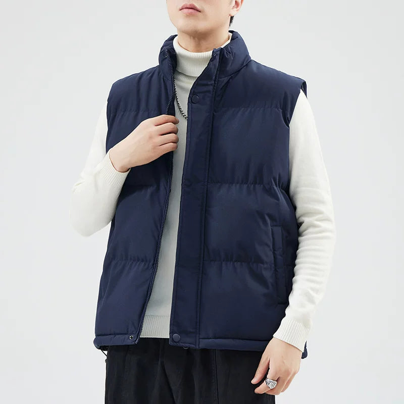 Paul's Kişilər üçün Yüksək Yaxalı Pambıq Jilet, Koreya üslubunda, Çoxfunksiyalı, Dəbli, Trendli, İsti, Payız və Qış Üst Geyimləri