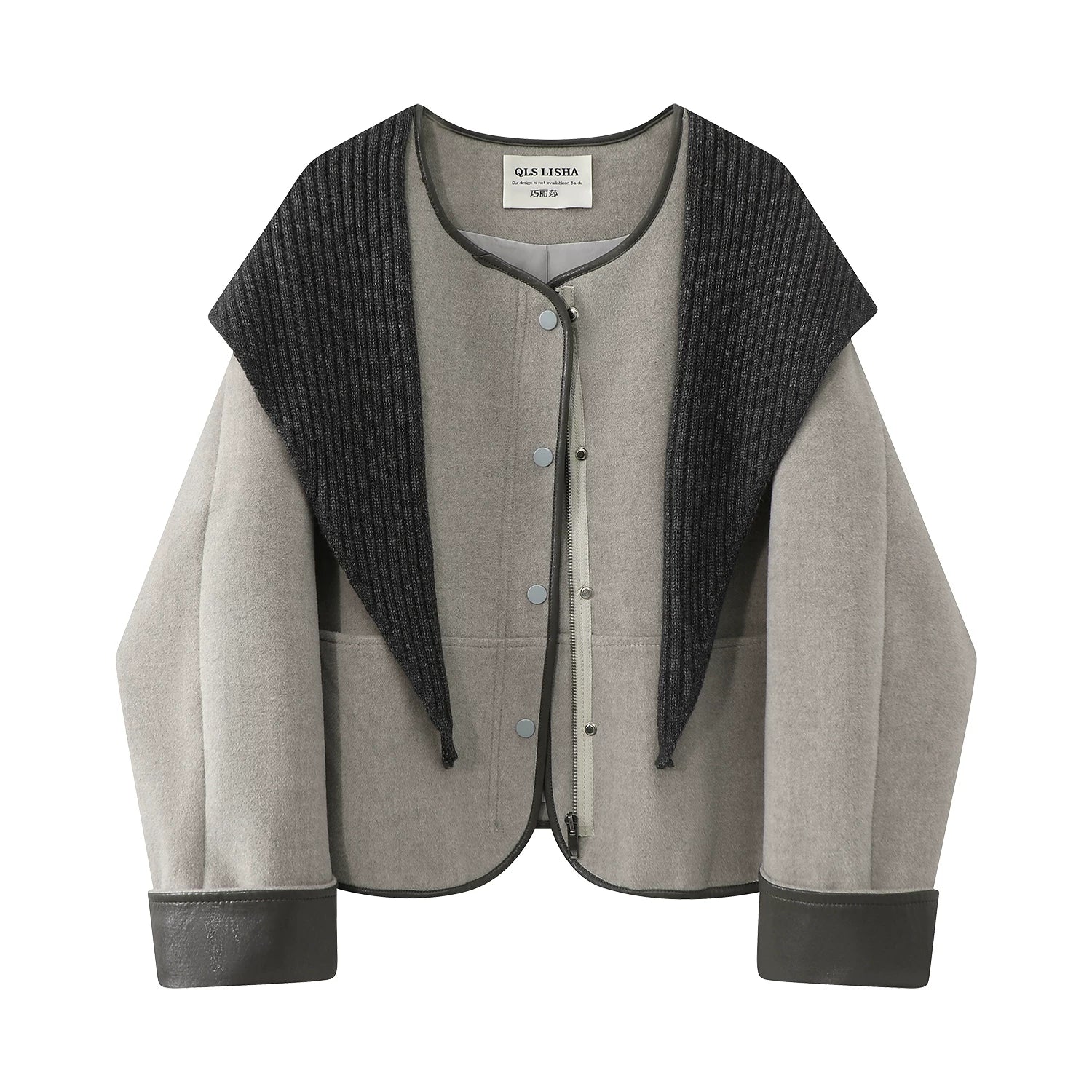 Qadınlar üçün Chola qısa yun palto, 2025 yeni payız və qış modası, yüksək keyfiyyətli ərik rəngi, Chanel üslubunda top.