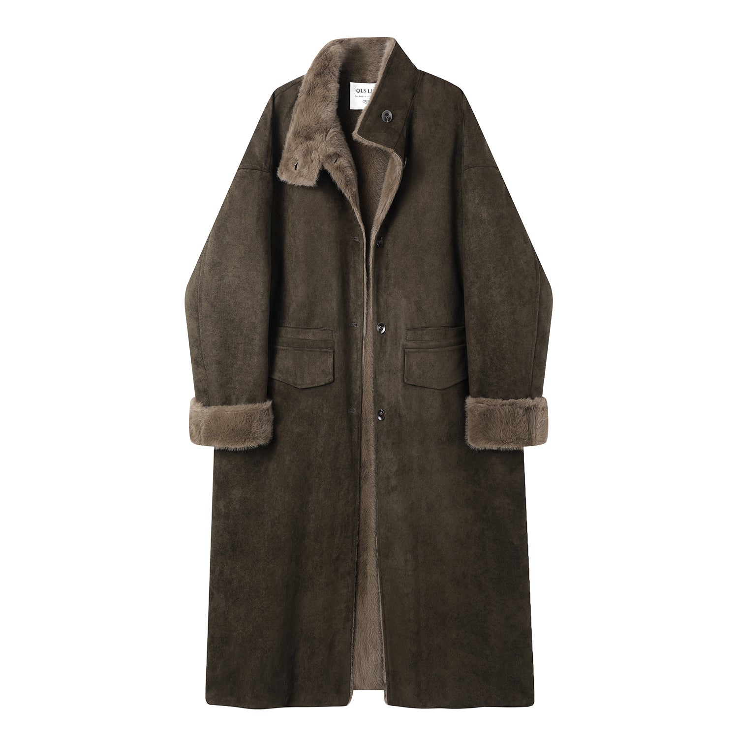 Cholisa'nın super şirin, geri çevrilə bilən quzu yunundan hazırlanmış retro paltosu, qadın qış orta uzunluqlu qalın zamşa yun paltosu