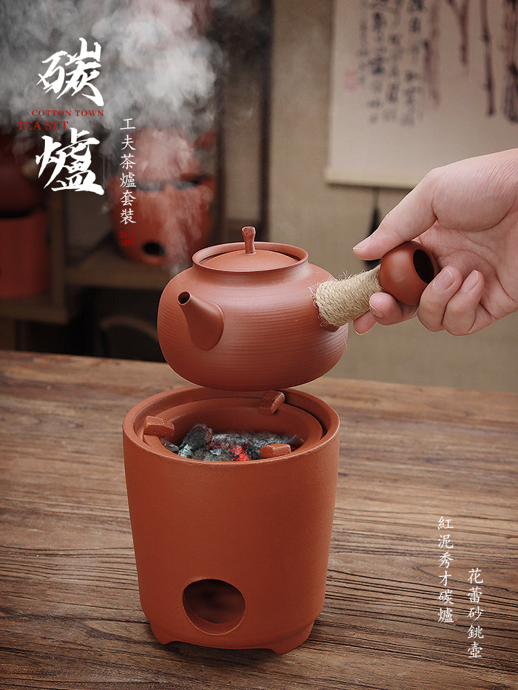 Chaozhou qırmızı palçıq qum çaydanı iki məqsədli kömür sobası çay hazırlamaq üçün soba ətrafında açıq məişət elektrik sobası məftilli elektrik qazanı Chaoshan kiçik soba