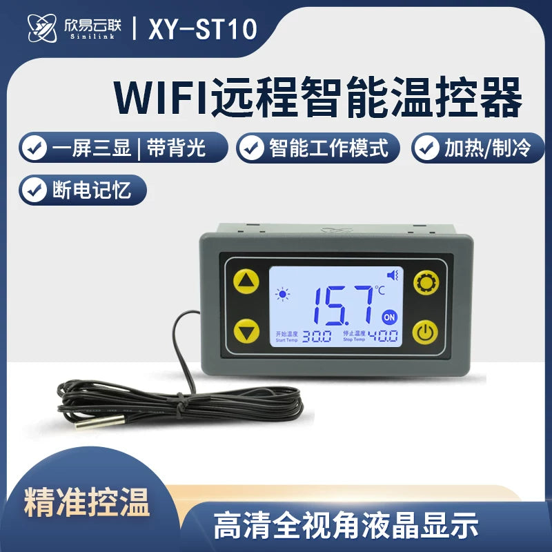 XY-ST10 uzaqdan WIFI termostatı yüksək dəqiqlikli temperatur tənzimləyicisi modulu soyutma və qızdırma APP temperatur kolleksiyası