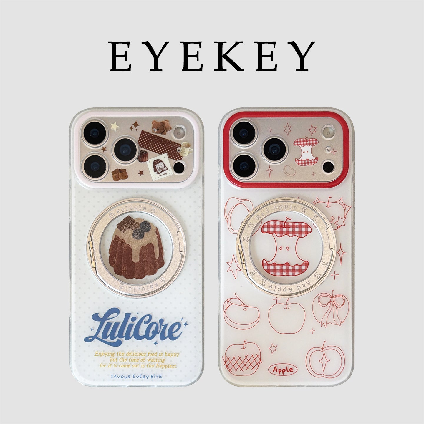 eyekey·ins qraffiti qırmızı alma şokoladlı pudinq iphone17pro max mobil telefon qutusu Apple 15 yeni pivot 16 fırlanan 360 mötərizə 17pro yıxılmağa qarşı yumşaq qabıq