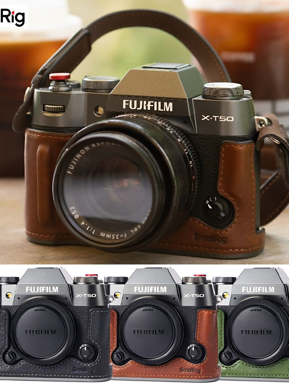 SmallRig Smog Fuji XT50 taxta saplı dovşan qəfəsi X100VI yarım paket qoruyucu dəri qutu üçün uyğundur