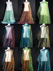Lazer Simfonik Gradient Rəngli Mesh Organza Parça Fairy Şal Hanfu Paltar Səhnə Fonu Rəng Dəyişən Parça