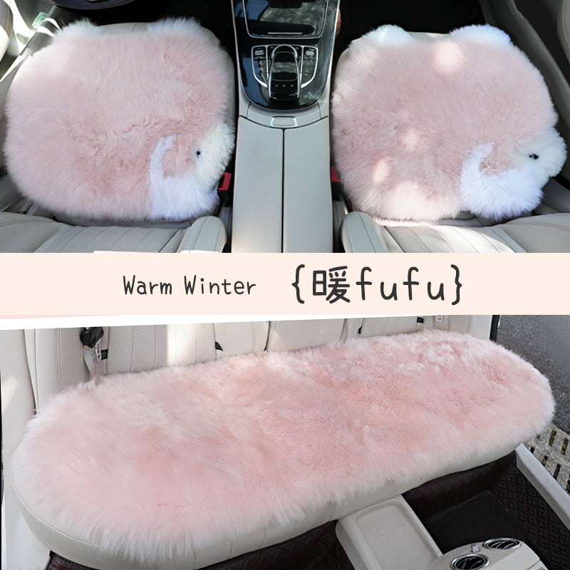 Car seat cushion, soft heated seat cushion for winter, cute women's winter warm lamb wool seat cushion, single piece.