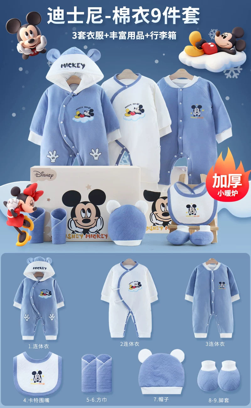 Disney təmiz pambıqdan hazırlanmış payız və qış üçün hədiyyə geyim dəsti, yeni doğulmuş körpələr, körpələr və bir aydan yuxarı körpələr üçün.