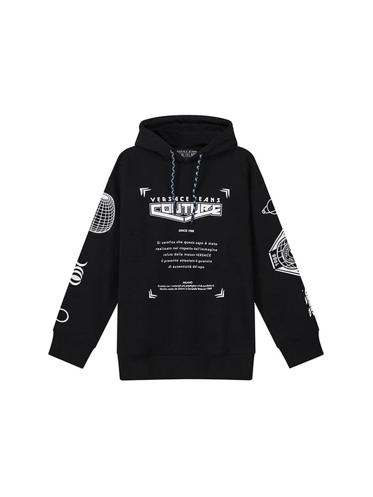 Versace VJC Men's Loose Fit Fleece-Lined Hooded Sweatshirt, Men's Sweatshirt 73GAIT19 CF00O