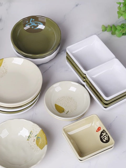 Kiçik plastik nəlbəki melamin ətirli sous qabı ikiqat şəbəkəli Yapon tipli Koreya barbekü soya sousu yeməyi otel kommersiya istifadəsi üçün