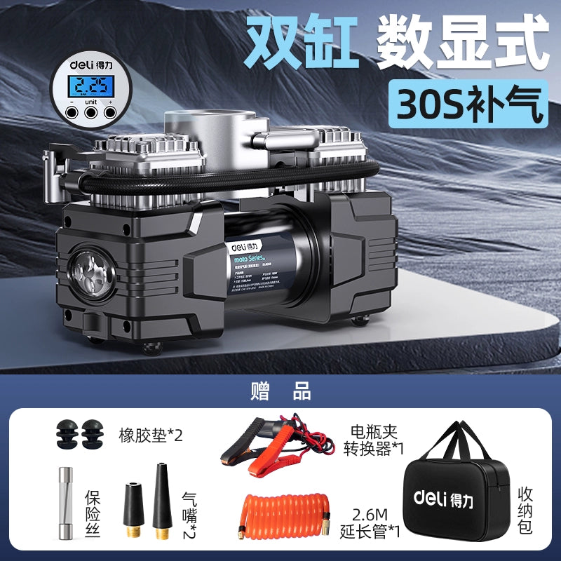Deli Avtomobil Hava Pompası Avtomobil İki Silindrli Portativ Avtomobil Yüksək Təzyiqli Yüksək Güclü Təkər Avtomatik Hava Pompası