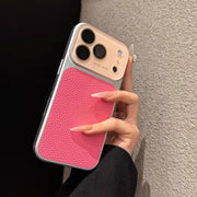 Çəhrayı lychee naxışı saniyələr ərzində 17 böyük pəncərəyə çevrilir, Apple iphone mobil telefon qutusu üçün uyğundur yeni 17promax yüksək səviyyəli 15 lens filmi ilə 14 sadə 13 hər şey daxil 16pro niş kişi və qadın qutusu
