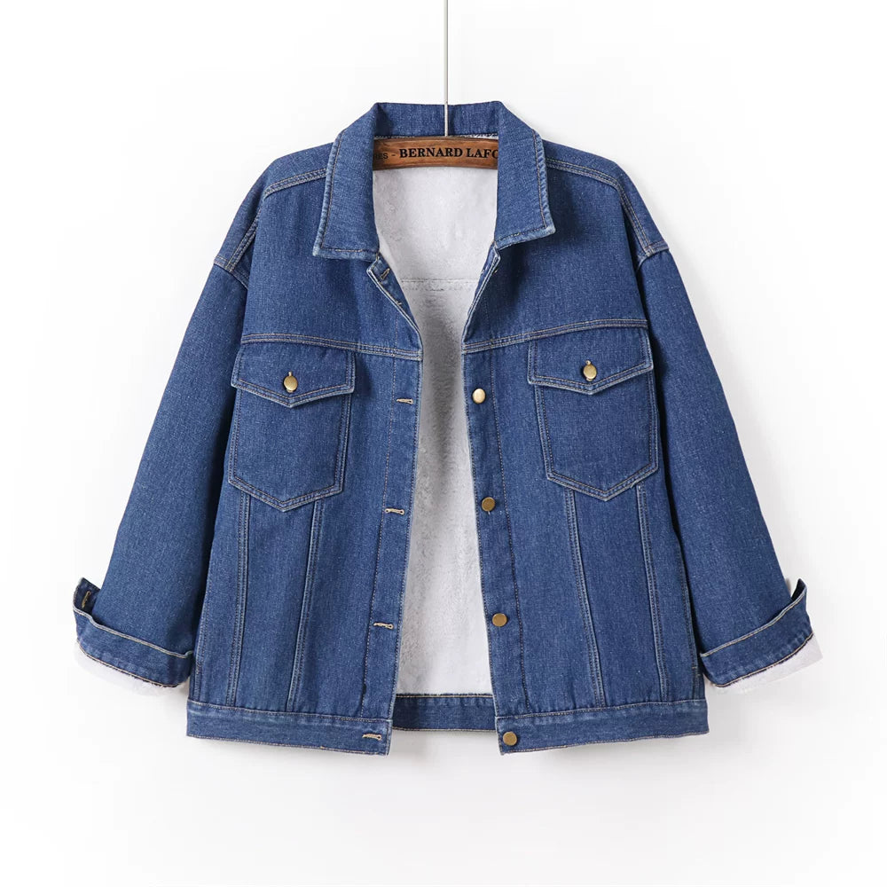 Qadın Denim Yastıqlı Gödəkçə, Yun astarlı, Qalın, Koreya üslubunda, Başlıqlı, 2025 Payız/Qış, İsti, Qısa Gödəkçə, Arıqladıcı