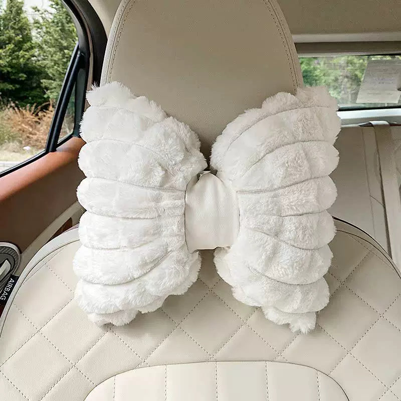 Soft warm lumbar support car seat cushion for winter, universal car interior back seat cover, non-slip car mat for women.