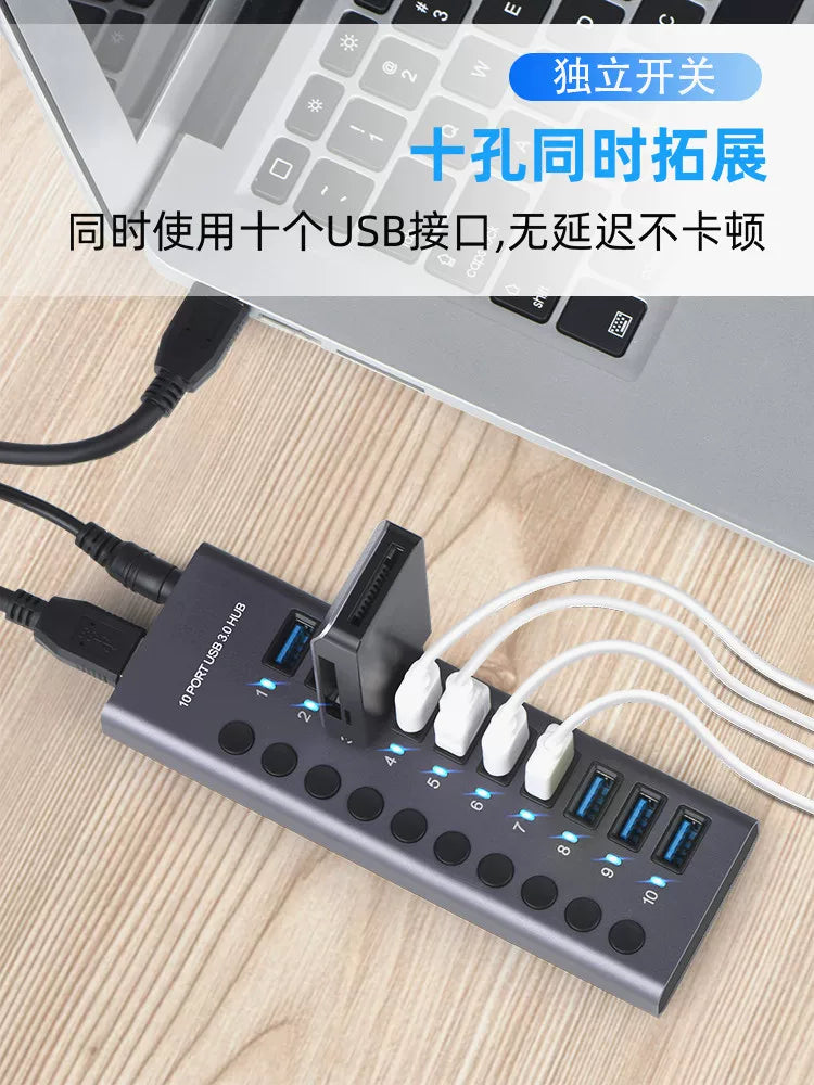 usb3.0 splitter usb prizi müstəqil güc açarı ilə çox portlu dok stansiyası noutbuk çoxfunksiyalı genişləndirici konvertor cib telefonu çox prizli şarj HUB yüksək sürətli hub portativ