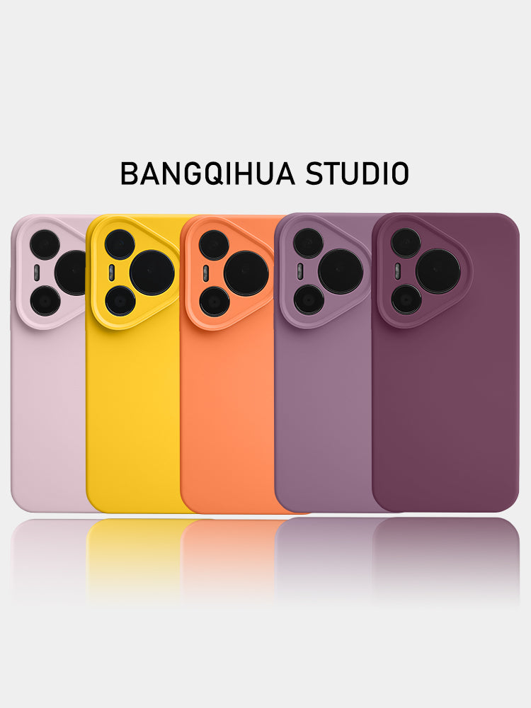 Huawei pura70pro+ mobil telefon qutusu pura80pro üçün uyğundur yeni maye silikon pura90promax bərk rəngli mate80pro lens hər şey daxil cüt mate70/60pro yüksək səviyyəli