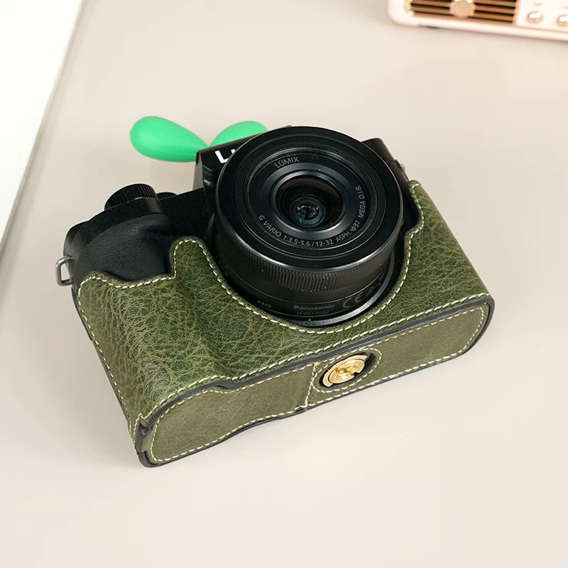 Panasonic g100d qoruyucu qutu g100k kamera çantası üçün uyğundur Lumix g100 kamera bazası retro kamera çiyin qayışı aksesuarları g100d kamera qoruyucu qutu yarım çanta bazası aşınmaya davamlı və cızıqlara davamlıdır