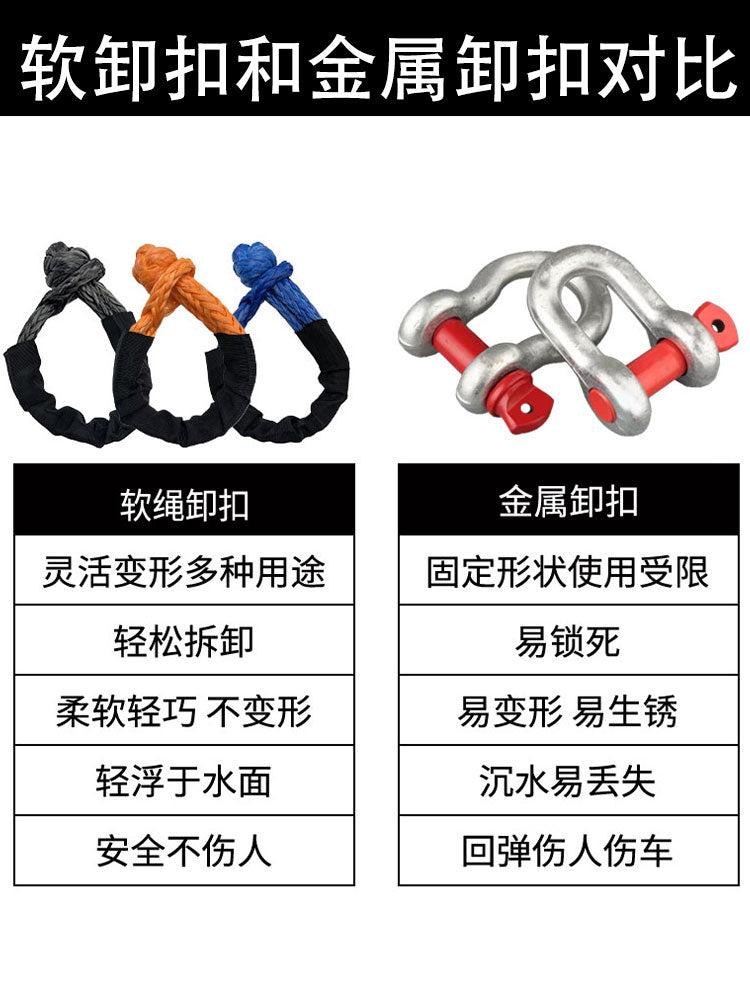 Ultra-high molecular weight polymer soft shackle rope, fiber braid shackle rope, soldered tow rope, outdoor towing rope, 17 tons
