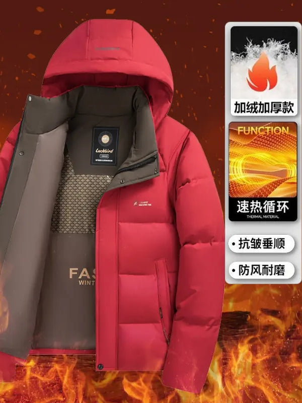 Qış üçün qalınlaşdırılmış pambıqla örtülmüş kişi gündəlik külək keçirməyən pambıqla örtülmüş palto, başlıqlı gödəkçə, başlıqlı şişirdilmiş gödəkçə, isti pambıqla örtülmüş kişi paltosu