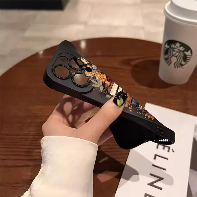 iPhone 11 12 üçün Yaradıcı Gözəl Kitab Nümunəli Telefon Çantası
