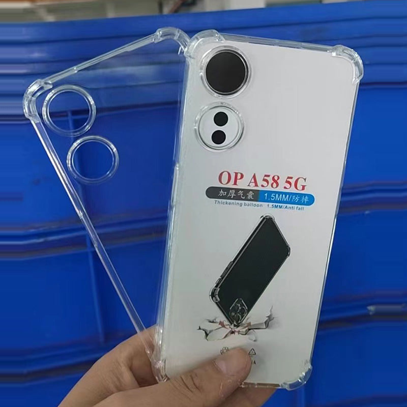 OPPO A58 mobil telefon qutusu A97 qoruyucu örtük K10X yumşaq qabıq A57 şəffaf rezin örtük K10 canlılıq versiyası A55 düşməyə qarşı A5 üçün uyğundur