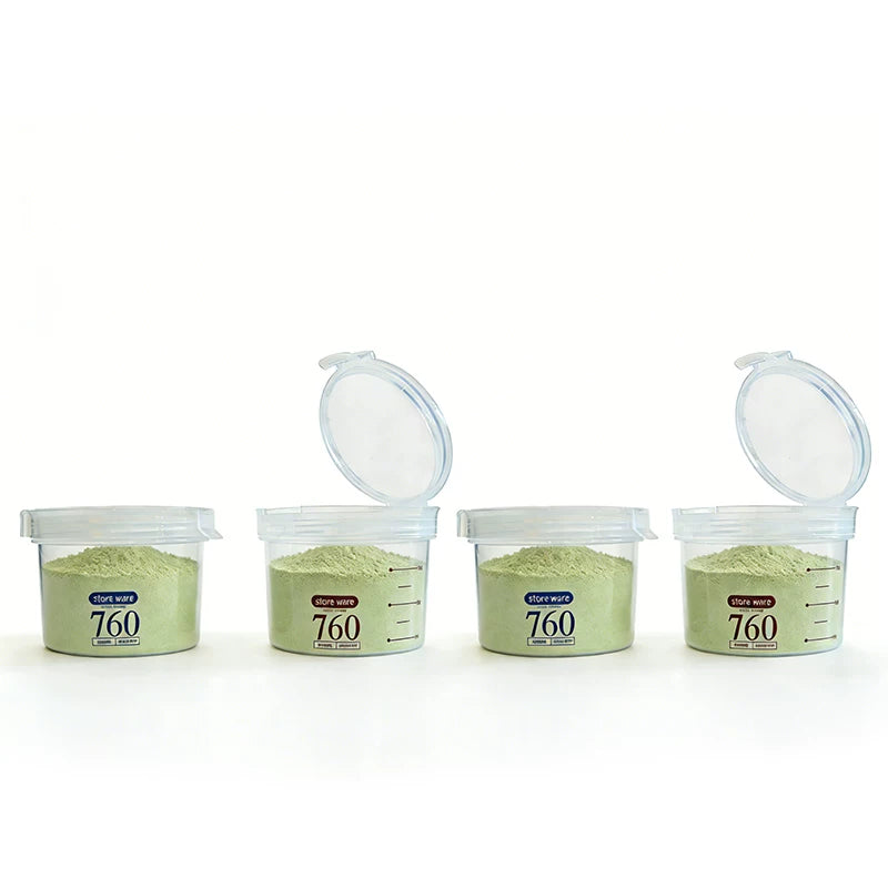Kommersiya südlü çay dükanı meyvə tozu qutusu flip-üstü möhürlənmiş kavanoz kvadrat dəyirmi kiçik material qutusu nəmə davamlı qida dərəcəli şəffaf plastik qutu