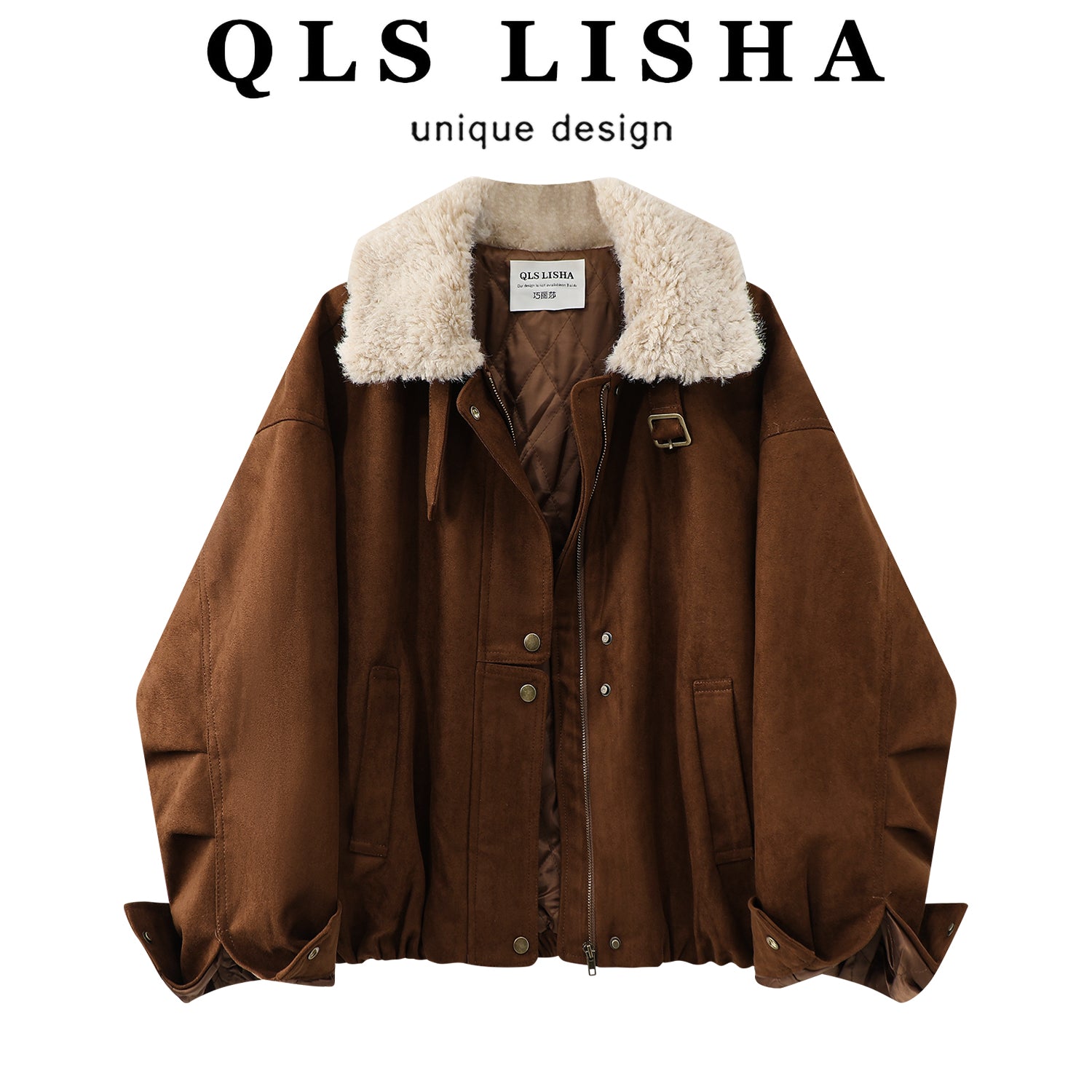 Chorlisa Qadın Qış Pambıqlı Gödəkçə 2025 Yeni Stil Xəz Yaxalıqlı Zamşa Gödəkçə Motosiklet Gödəkçəsi Qalınlaşdırılmış Yorğanlı Üst