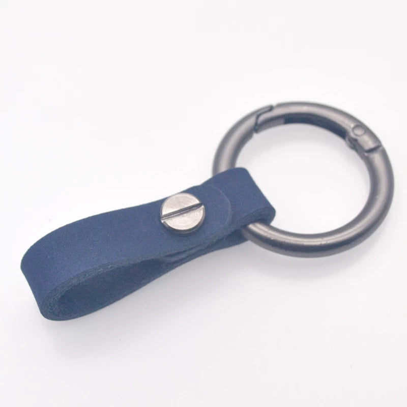 Genuine leather round ring car key chain men's cowhide key chain waist key ring car key chain pendant decoration