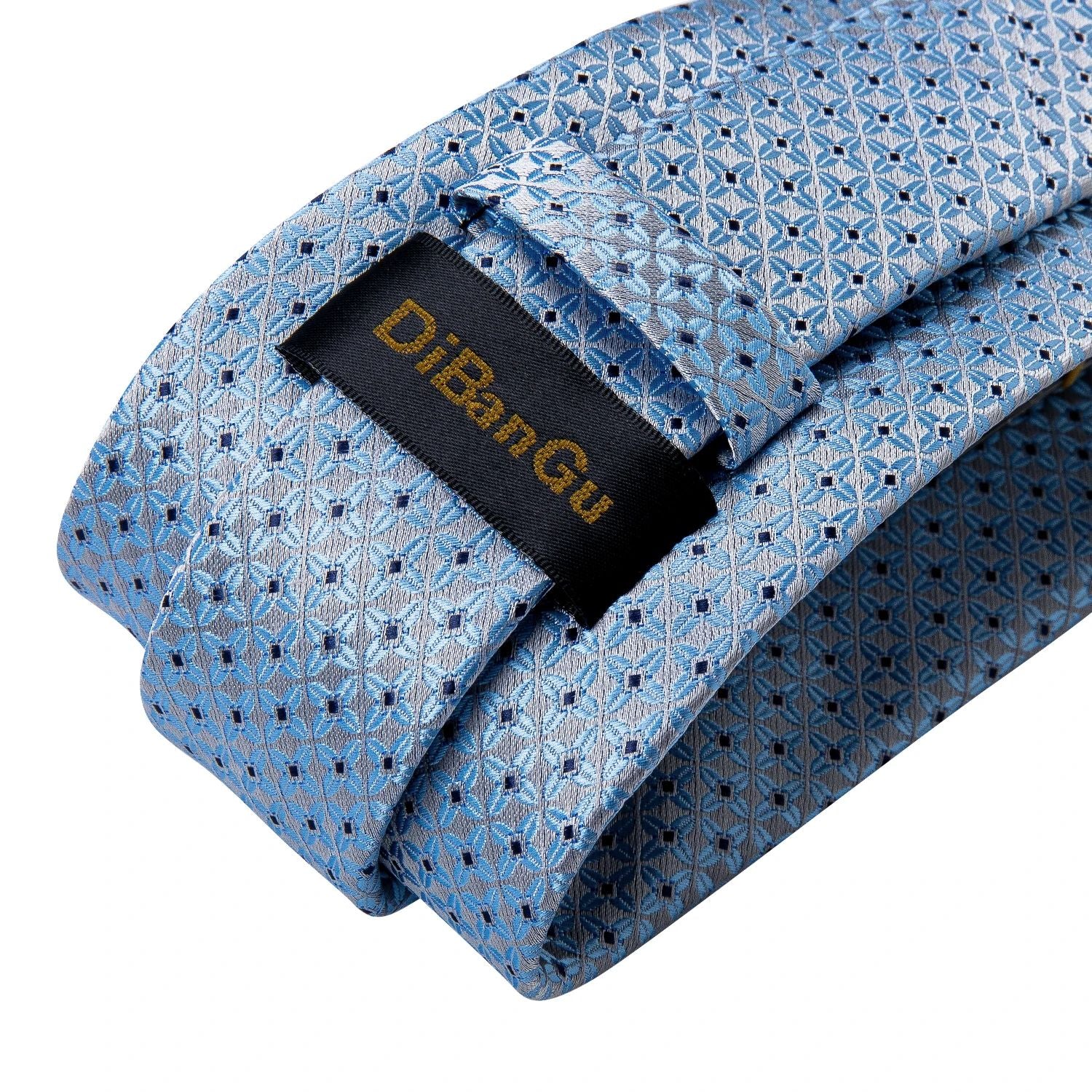 Luxury Blue Damafon Dotted Silk Ties for Men Solid Wedding Entrance