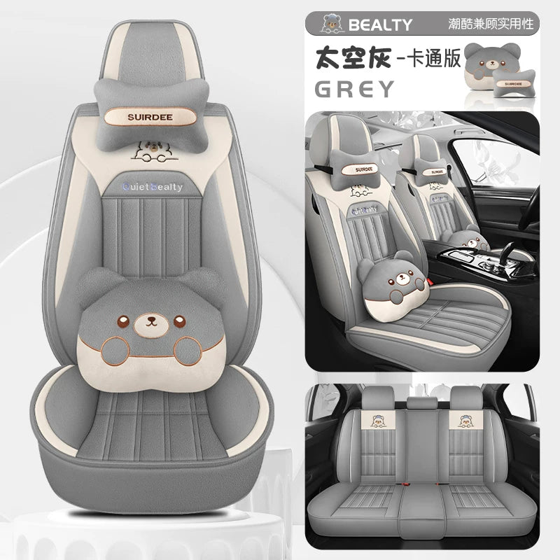 Qış üçün peluş avtomobil oturacağı yastıqları, tam örtüklü avtomobil oturacağı üzlükləri, qalınlaşdırılmış və qış üçün isti, rahat qısa peluş oturacaq yastıqları