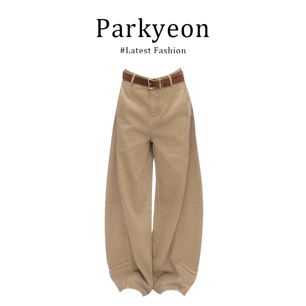 Parkyeon Korean style high-quality collar hollow long-sleeved knitted shirt and cargo straight-leg casual pants two-piece set