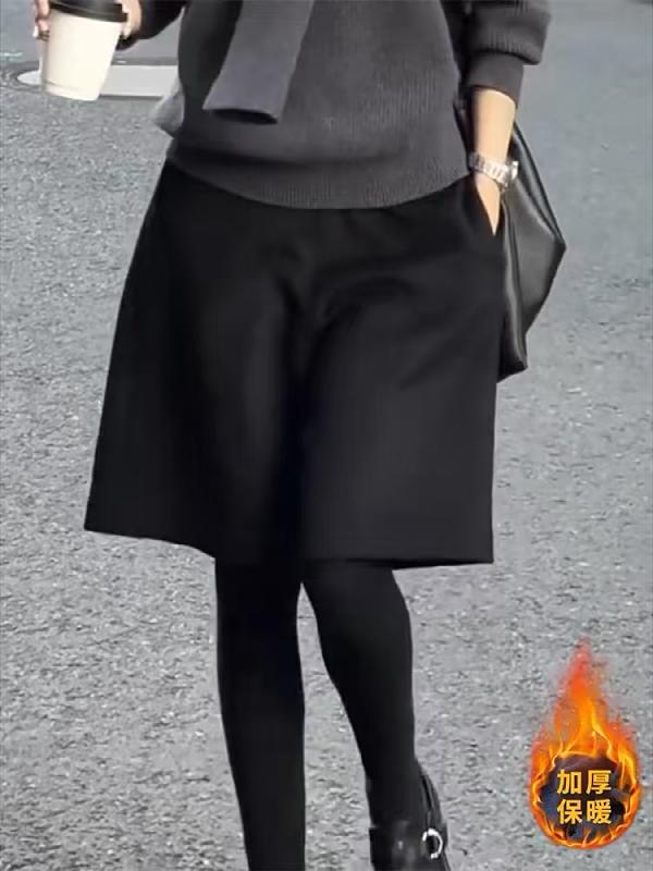 Qadınlar üçün qalınlaşdırılmış yun şalvarlar, 2026-cı ilin yazında dəbli yeni model, böyük ölçüdə, yüksək belli, dəbli, əyri bədən quruluşlu qadınlar üçün geniş şalvarlar.