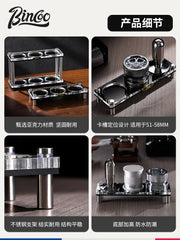 Bincoo akril iki qatlı qəhvə qabı saxlama rafı 51/58 mm universal preslənmiş toz dispenser saxlama bazası