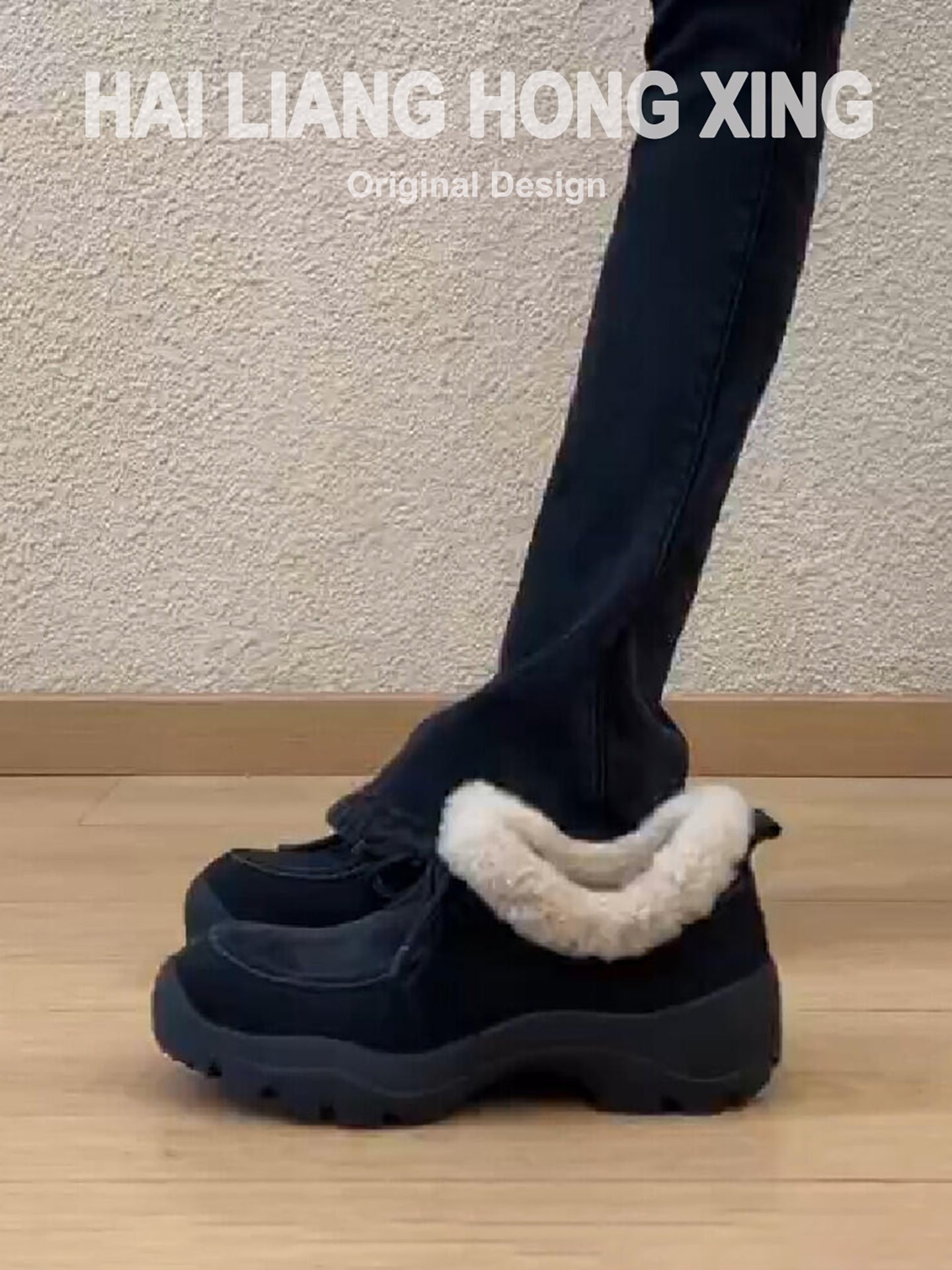 Sheepskin version ~ Women's thick-soled wool-lined moccasins, new winter style, lace-up, warm, multifunctional, fluffy single shoes, cotton shoes, snow boots