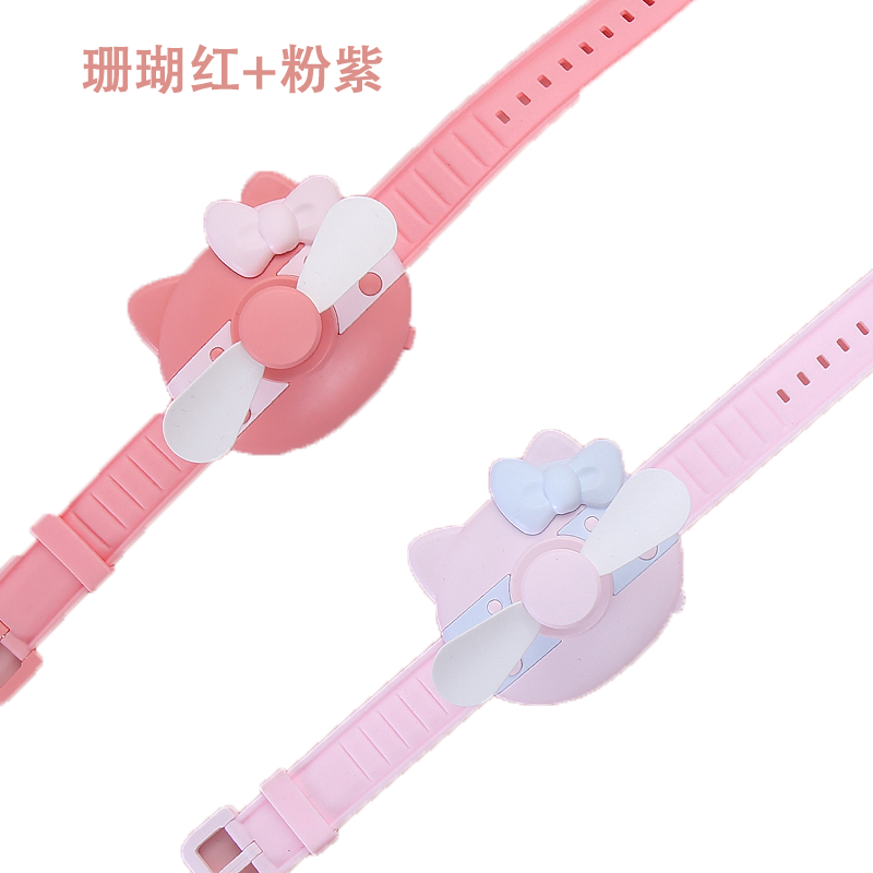 kt pişik saatı kiçik ventilyator mini portativ usb bilək elektrik ventilyatoru balaca tələbə şirin əl üfürücü qida əlavəsi uşaq qolbağının doldurulması modeli Salam yaradıcı hədiyyə kitty