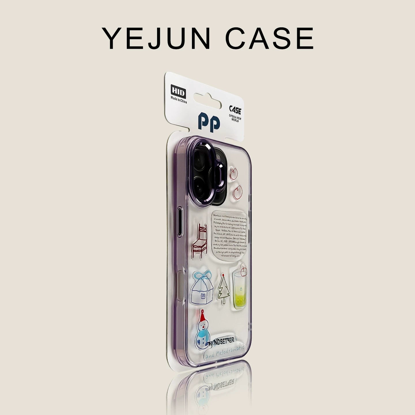 Yejun iphone16/16pro mobil telefon qutusu üçün uyğundur 17 şəffaf çəhrayı qar adamı alma 16promax sərt qabıq yumşaq kənar 15pro böyük dəlik 14 yaradıcı cüt 13 internet ünlü 12 metal düymə 16plus