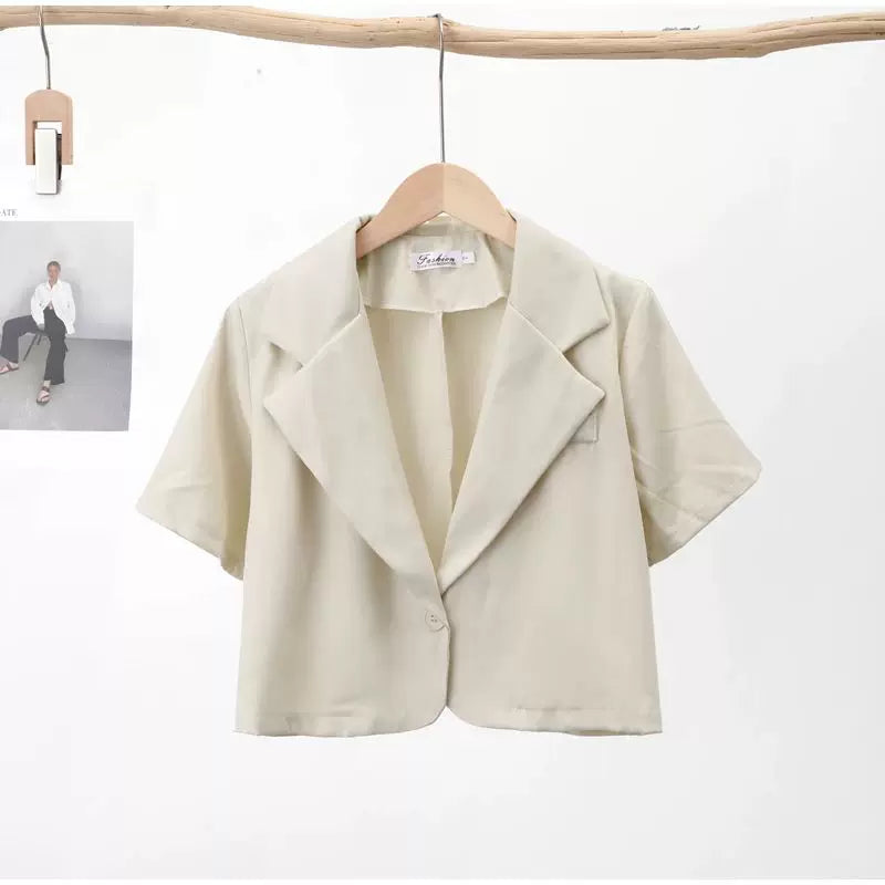 Ofis Qadın Geyimləri 2024 Qısa Qollu Blazerlər İncə Qollu