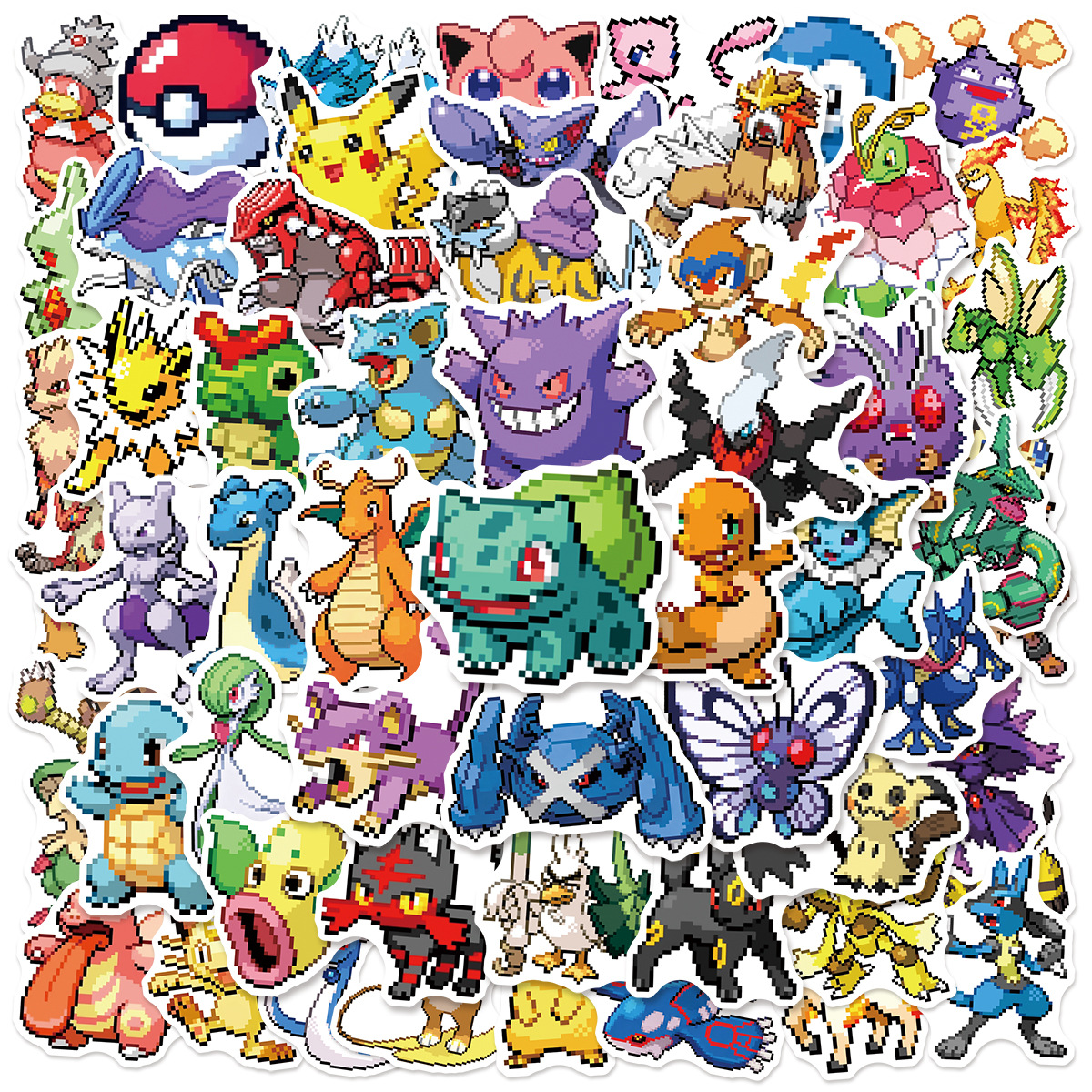 100 cizgi filmi sevimli inkişaf etmiş Pokemon stikerləri suya davamlı qraffiti Pokemon noutbuk planşet gitara Elektrikli avtomobil soyuducusu uşaq dəbilqəsi əl hesabı bəzək stikeri DIY