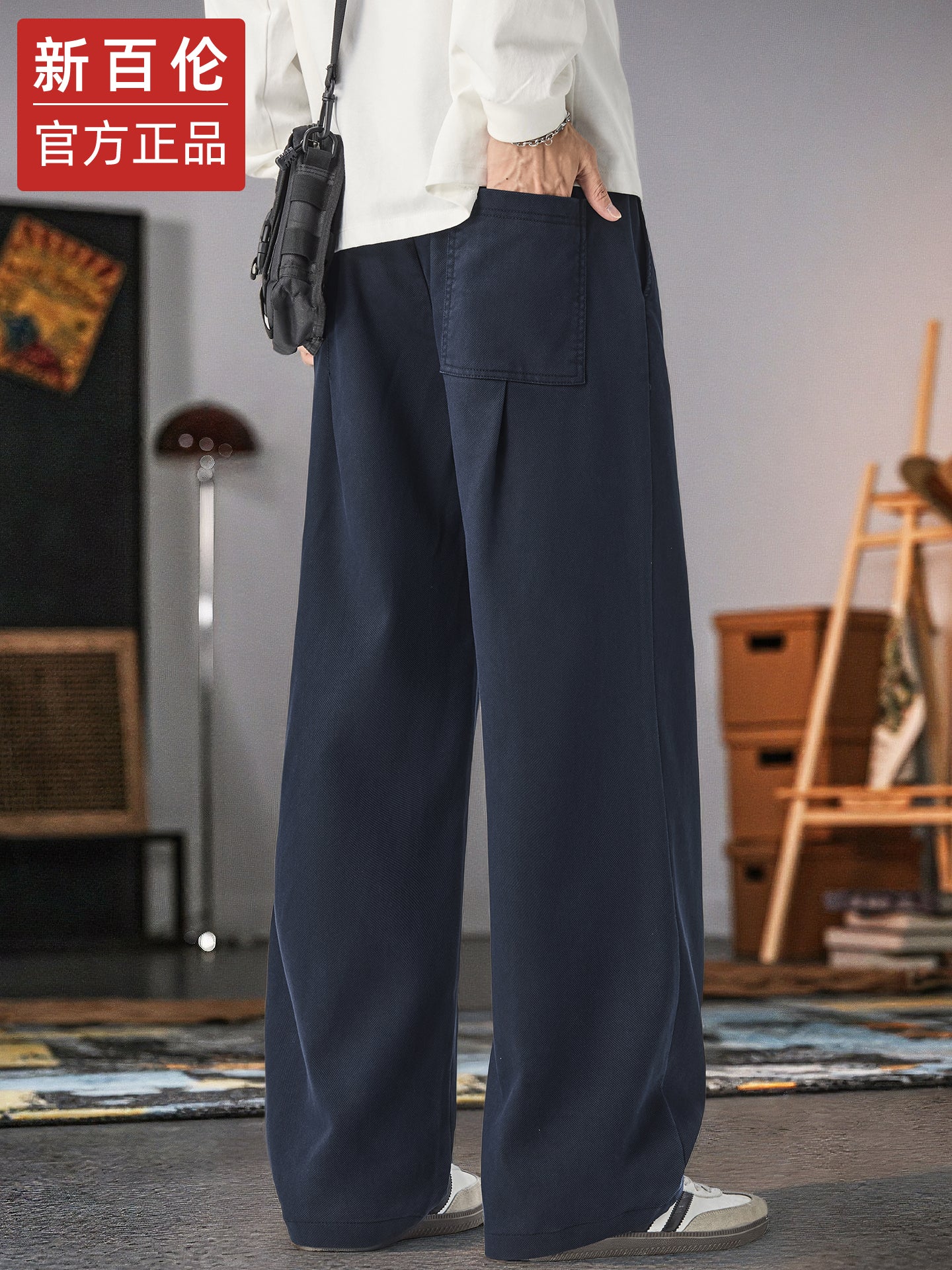 Kişilər üçün New Balance geniş ayaqlı gündəlik şalvar, 2025 payız/qış yeni model, dəbli boş düz ayaqlı, flis astarlı və qalın idman şalvarı.