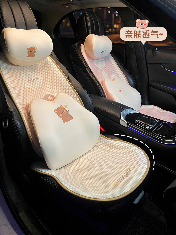 Car seat cushion, summer ice silk cooling cushion, cute one-piece for girls, all-season, back seat cover.