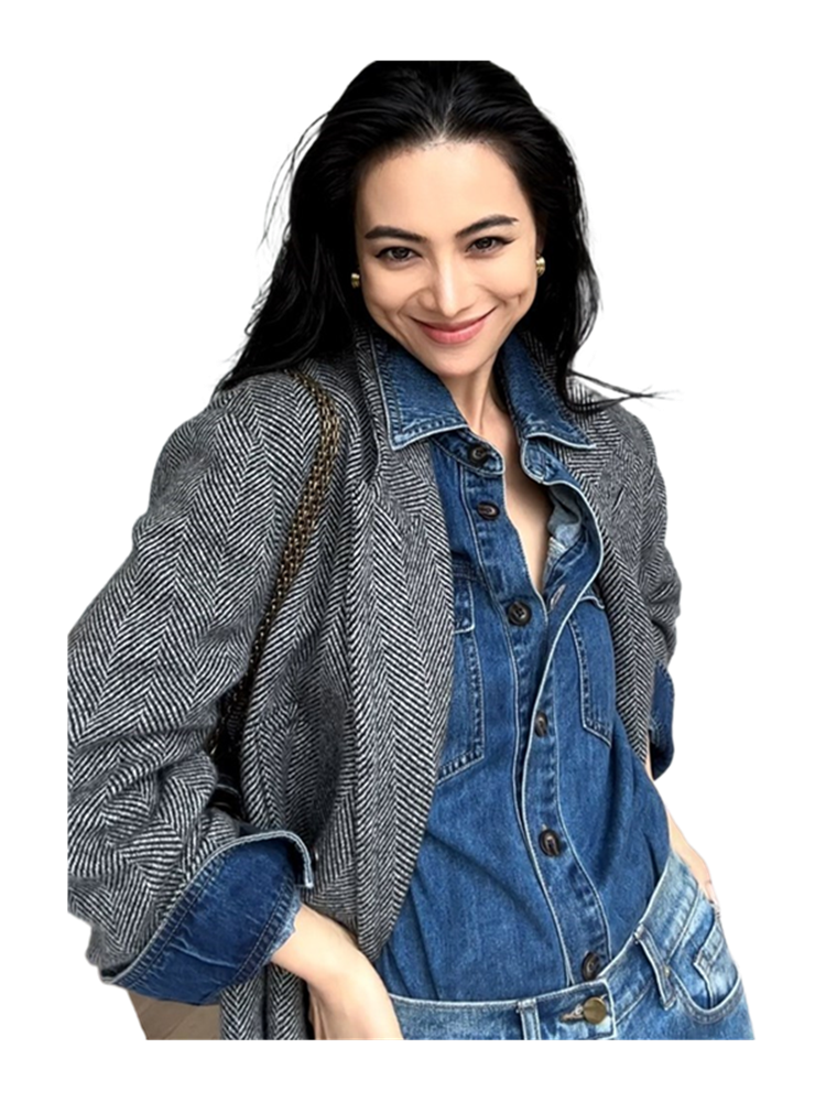 2025 Payız Mövsümü Yeni Qadınlar üçün Amerika Retro Rahat Təsadüfi Stil Tənbəl Dizaynlı Denim Köynək