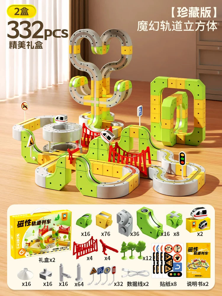 Əyləncəli və Sehrli Maqnit İzli Uşaq Təhsil Yüksək Sürətli Qatar Oyuncağı Oğlanlar və Qızlar üçün DIY Tikinti Blokları Hədiyyə 3